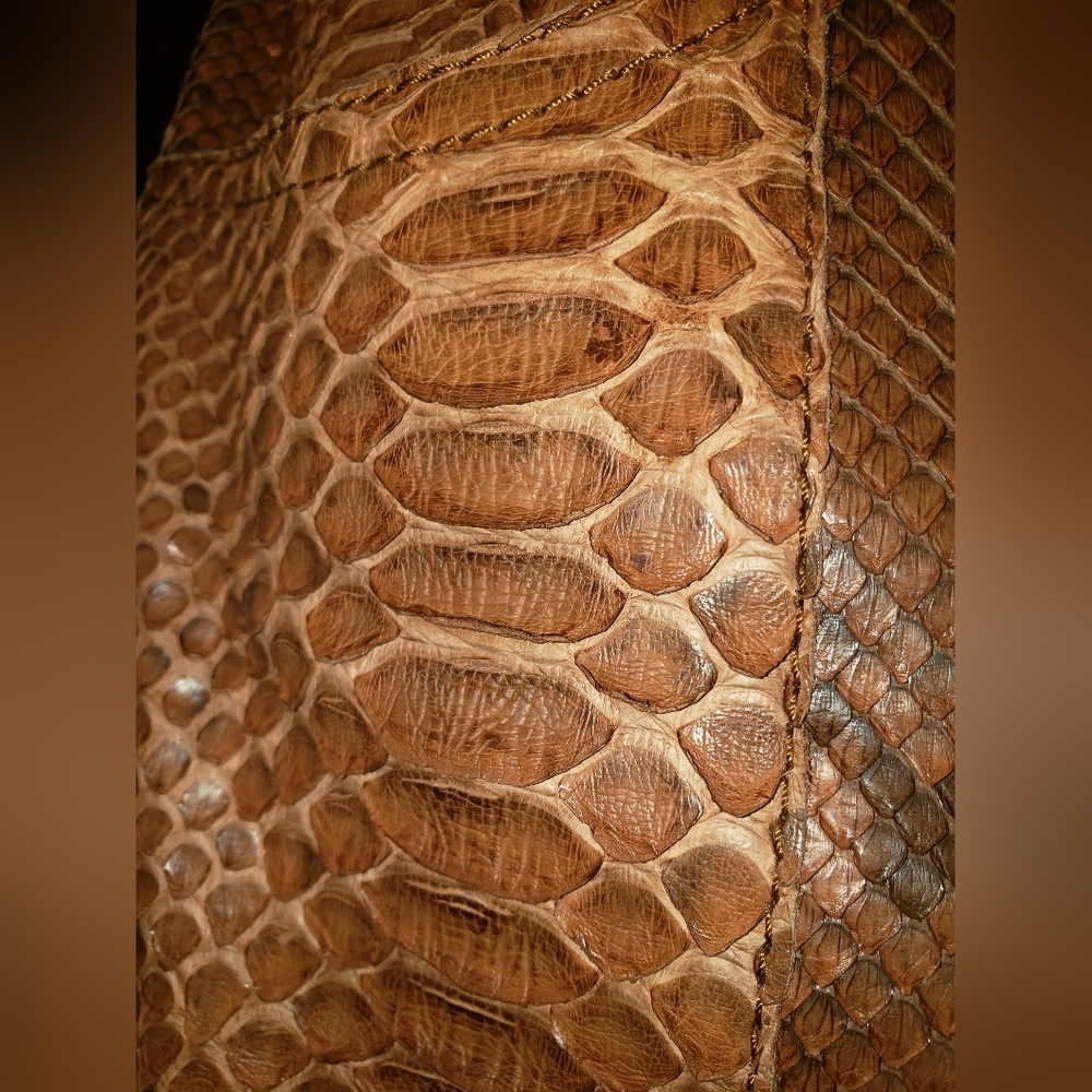 Manual genuine Python snakeskin reptile  brown cognac pants trouser. - Picture 3 of 16